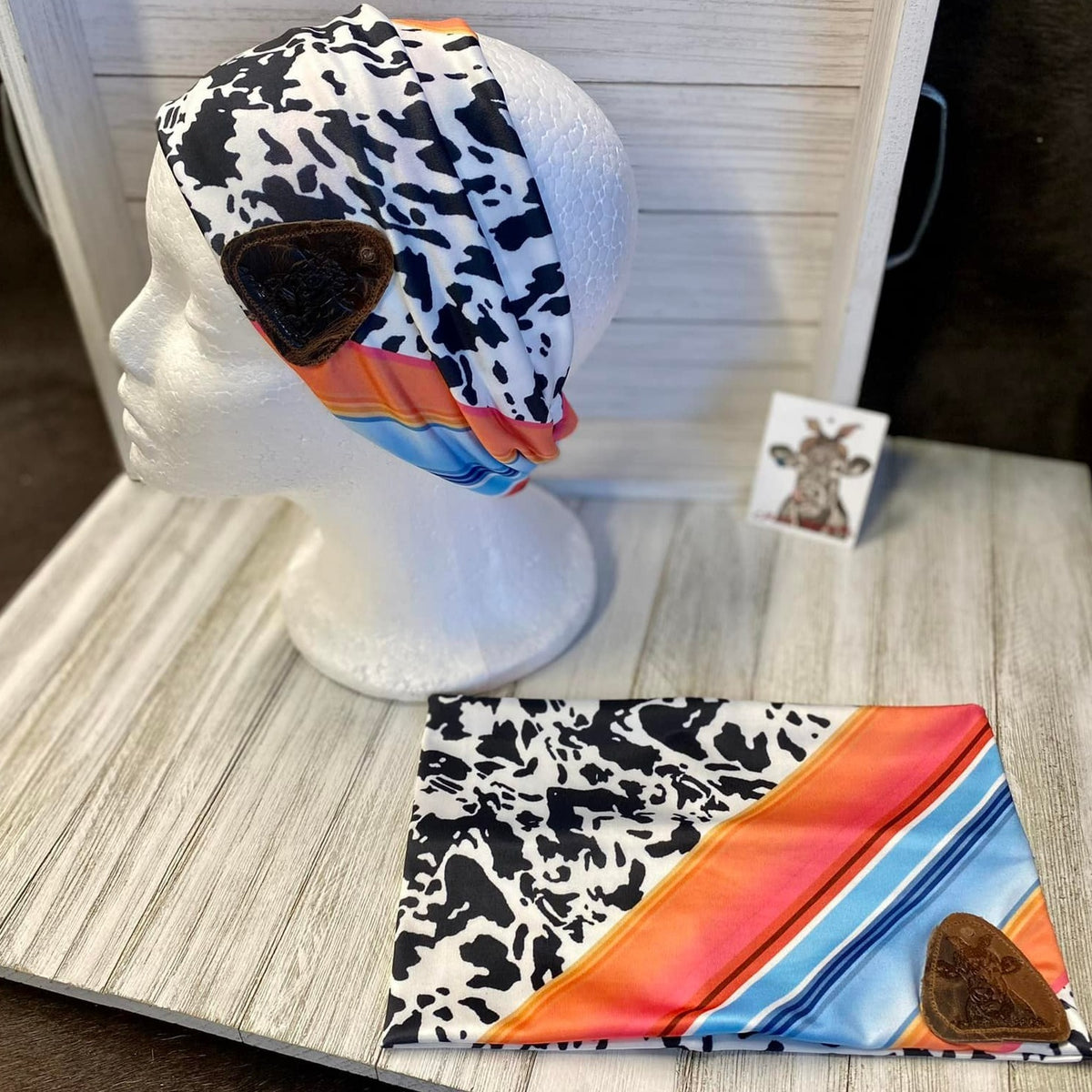 Stretchy Headbands W/ Leather Patch