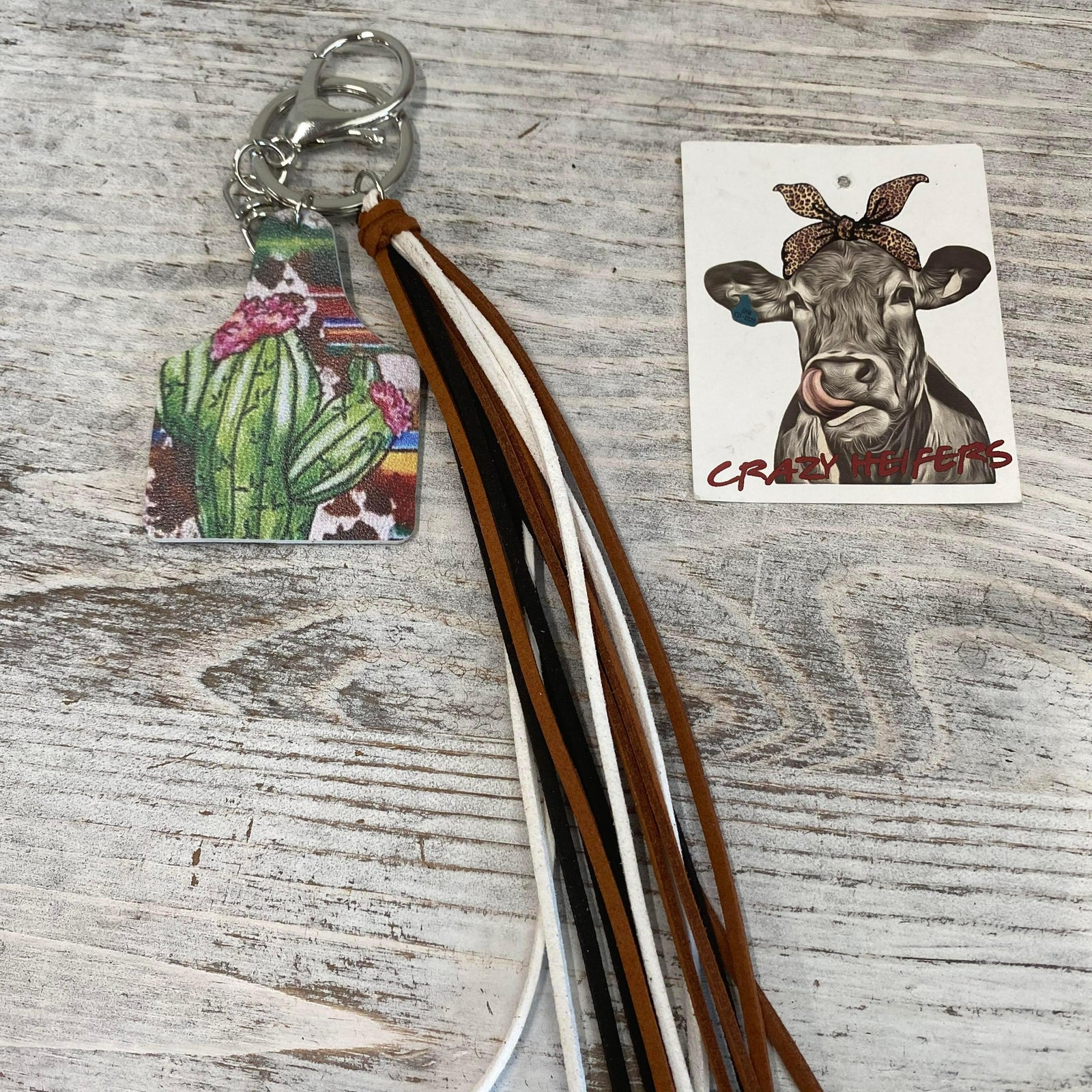 Cow Tag Tassel Keychain-NEW