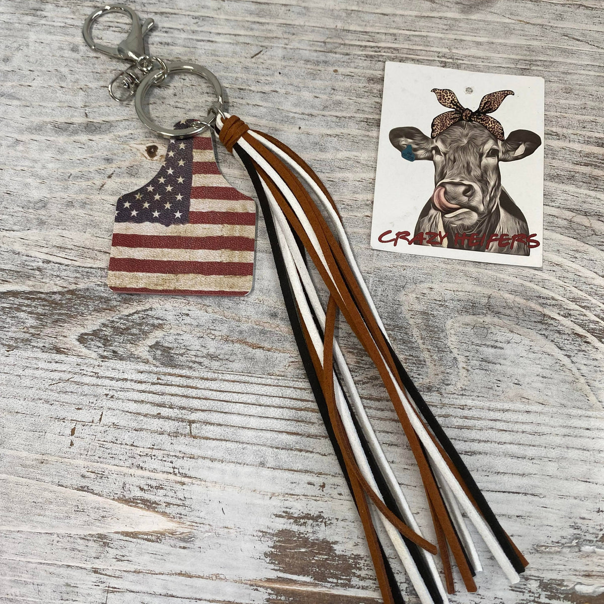 Cow Tag Tassel Keychain-NEW