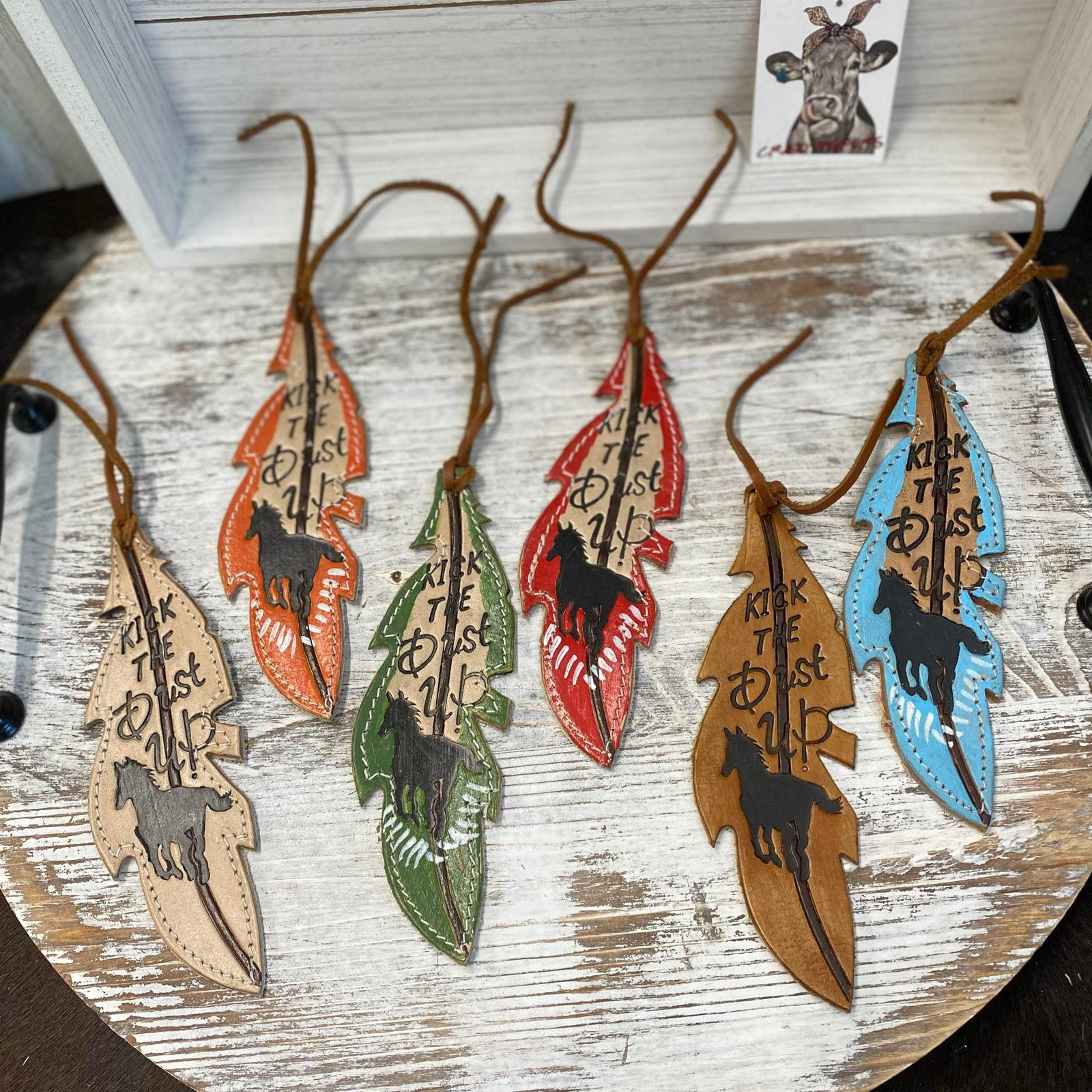 Tooled Feather Bag Charms
