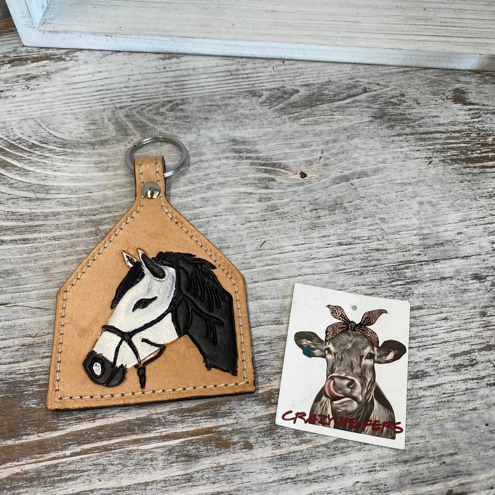 Tooled Leather Keychain-Horse
