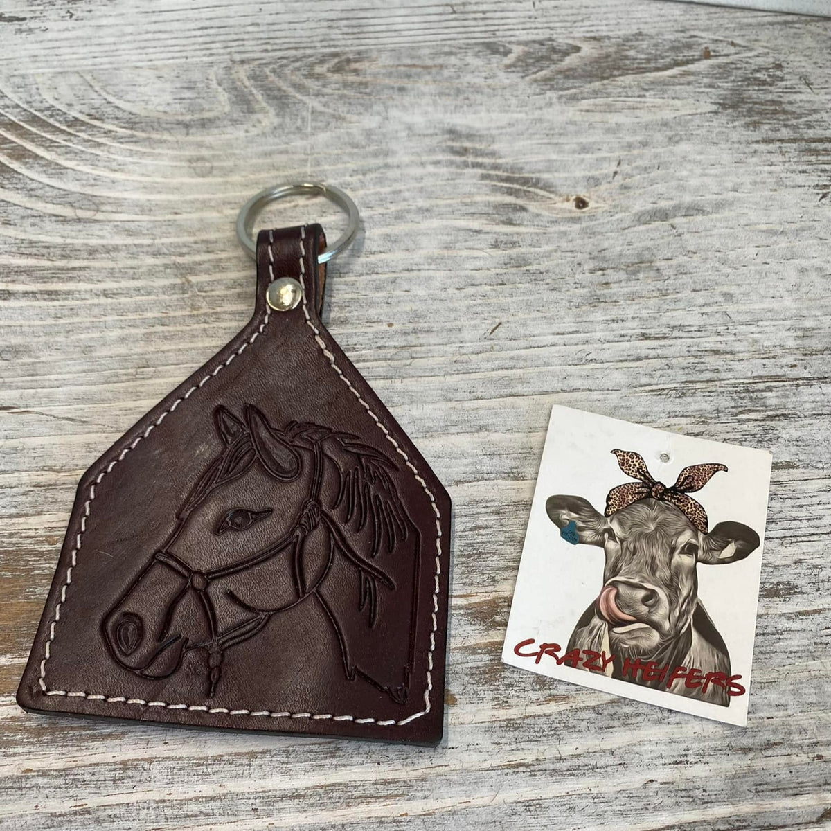 Tooled Leather Keychain-Horse