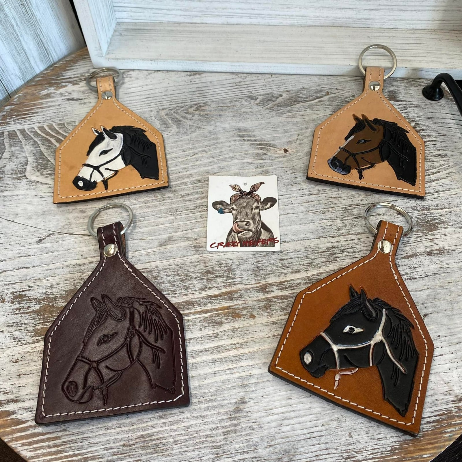 Tooled Leather Keychain-Horse