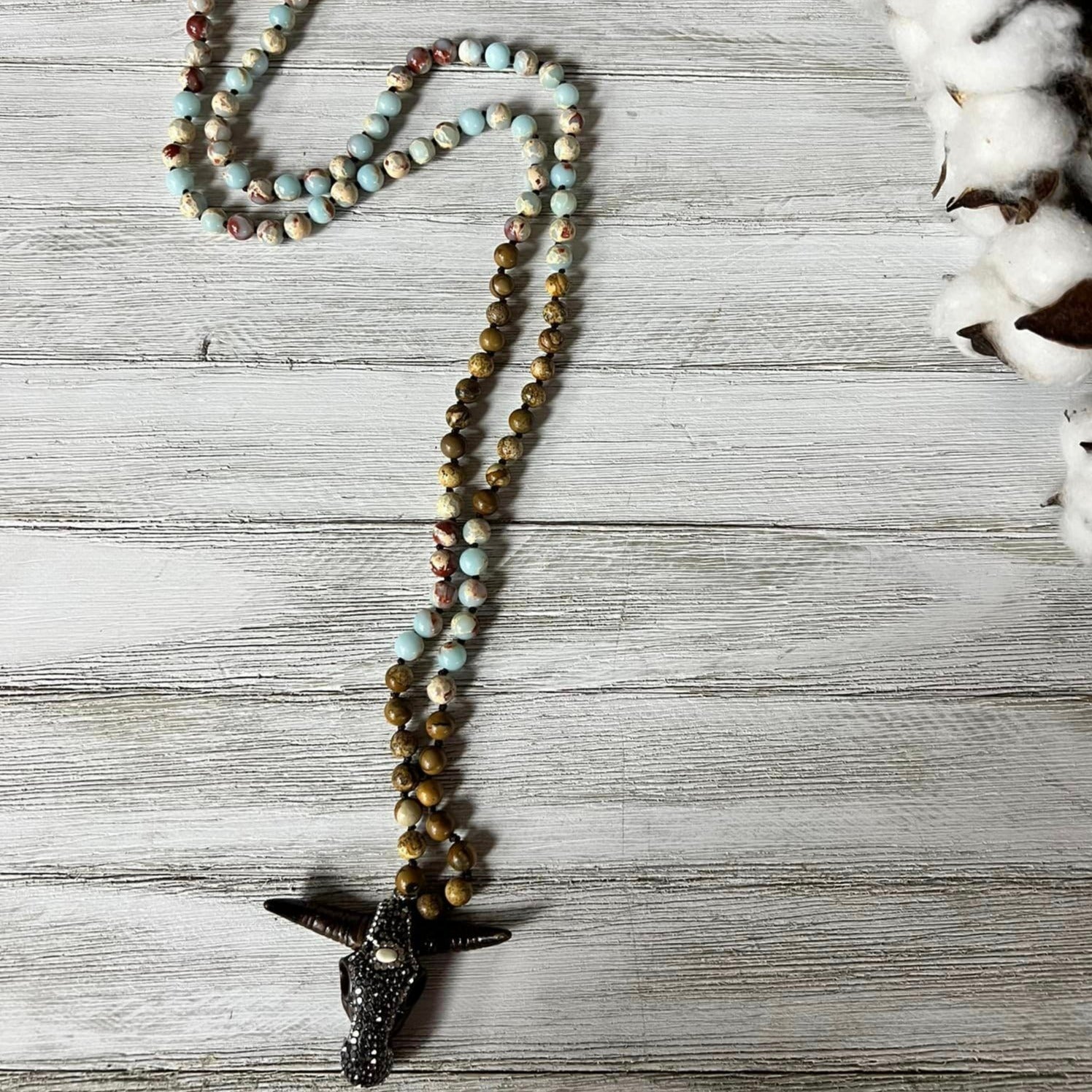 Steer Head Necklace W/ Jewel