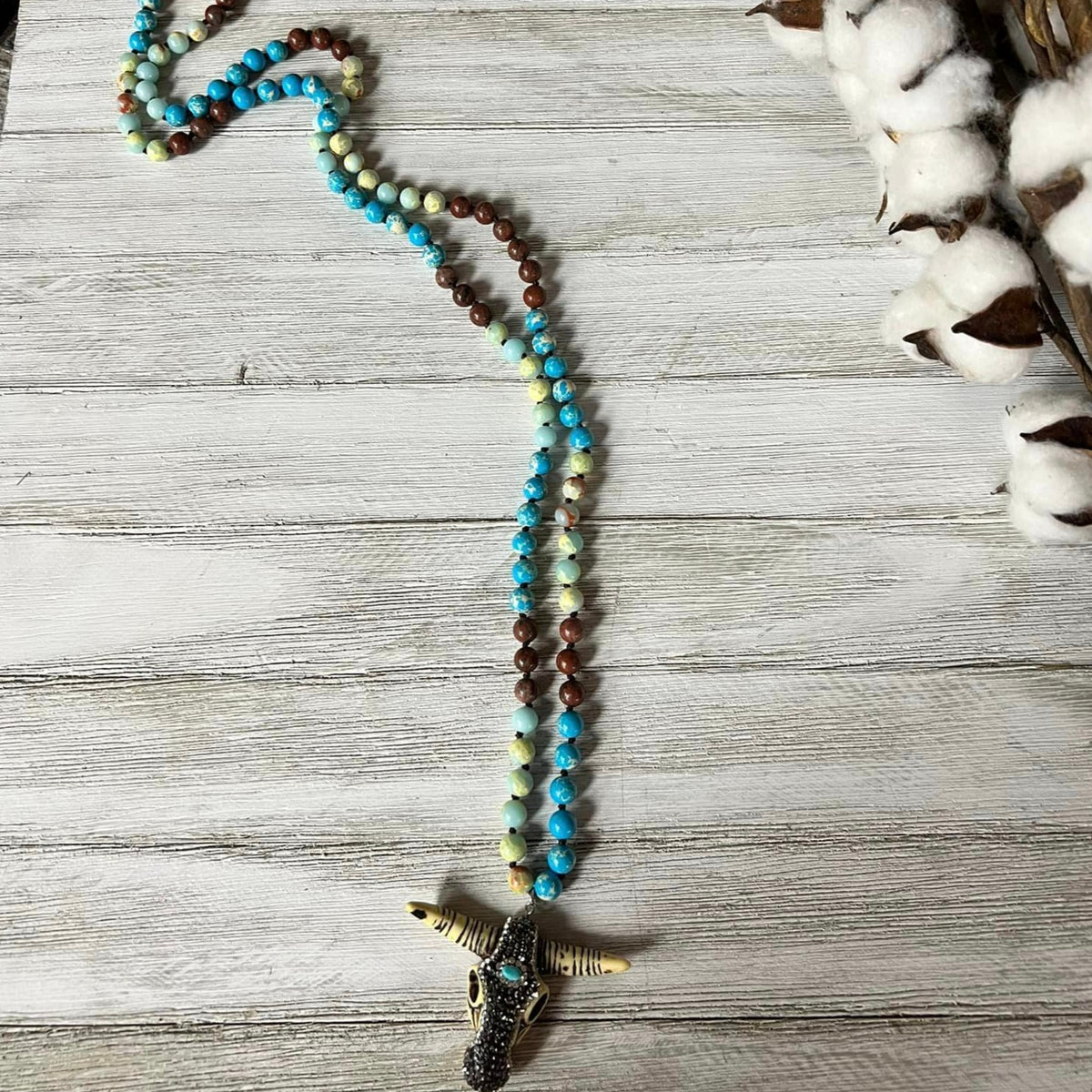 Steer Head Necklace W/ Jewel