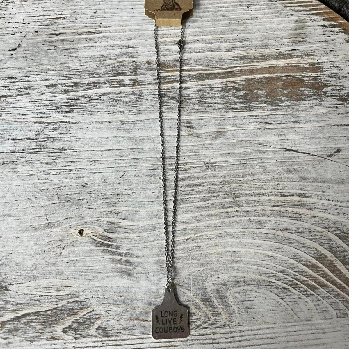 Metal Cow Tag Necklace