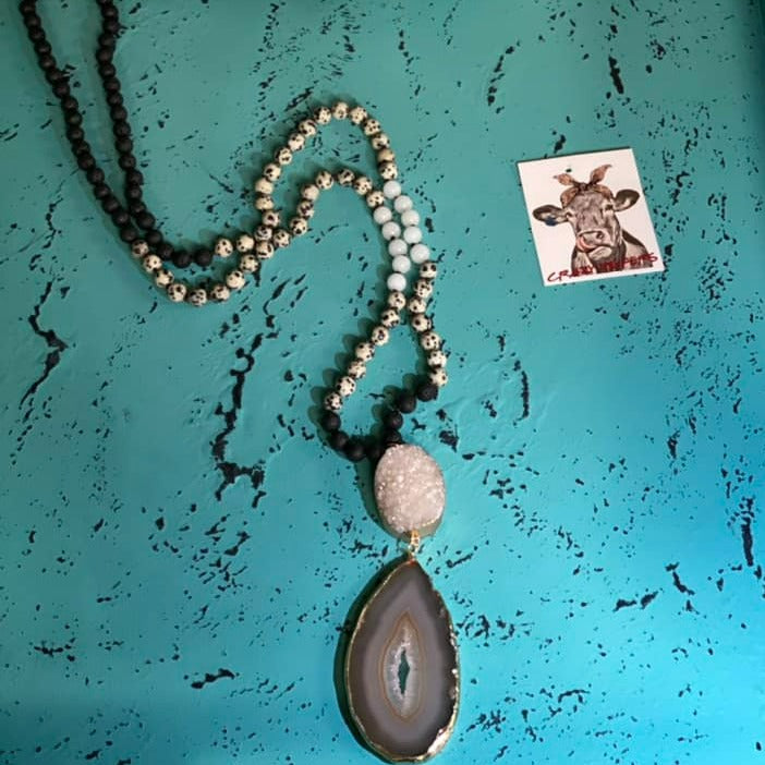 Large Dalmation Drop Stone Necklace