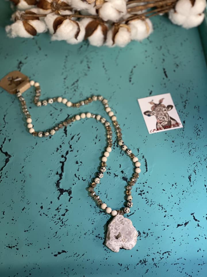 Druzy Necklace Dalmation