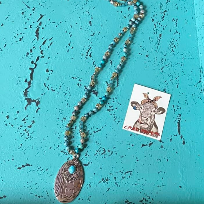 Drop Pendant Necklace W/ Leaf