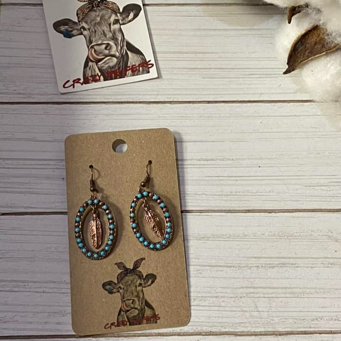 Copper Feather Dangle Earrings