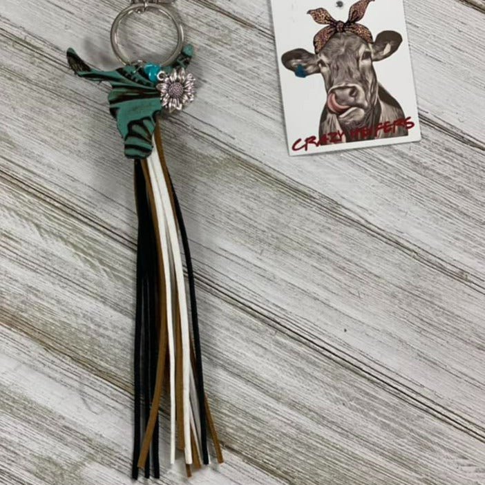 Steer Head Tassel Keychain