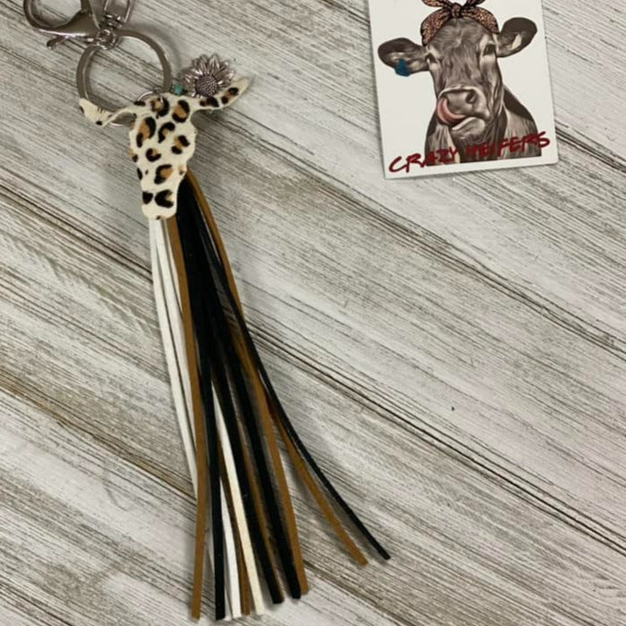 Steer Head Tassel Keychain