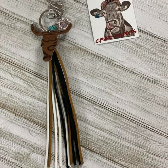Steer Head Tassel Keychain