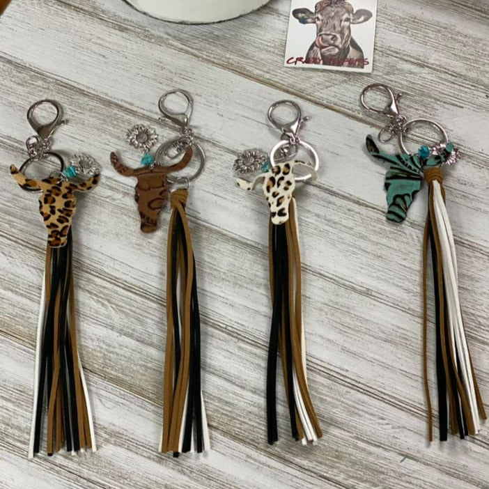 Steer Head Tassel Keychain