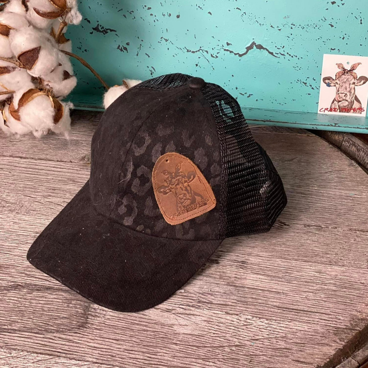 Criss Cross Ball Cap W/ Leather Patch-NEW