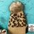 Leopard Pom Beanies W/ Leather Patch