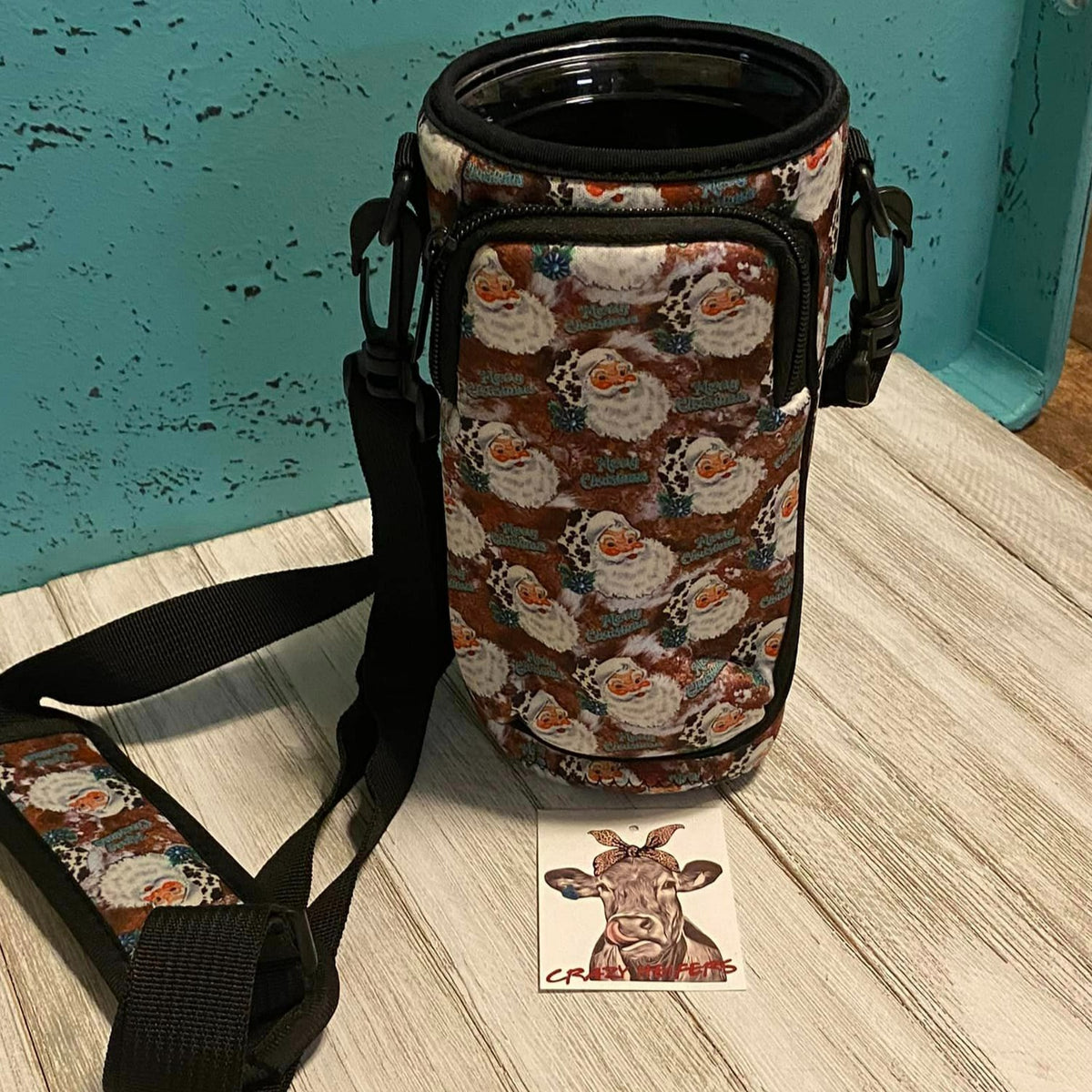 Neoprene Water Bottle Hoder W/Pouch-CHRISTMAS