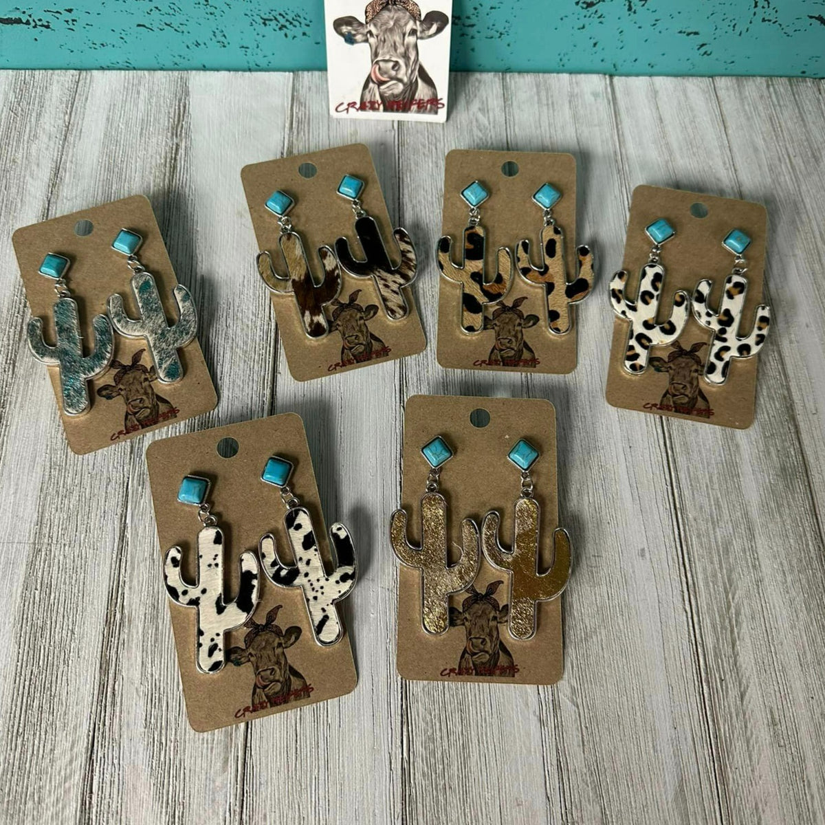 Metal Cactus Dangle Earrings