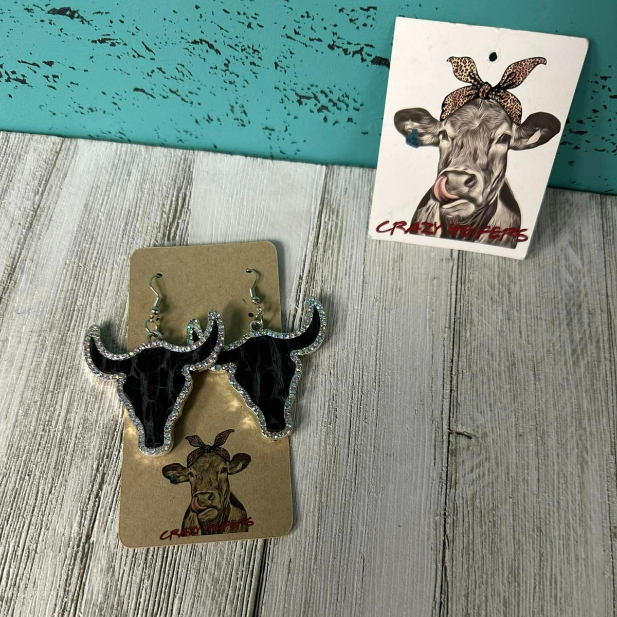 Metal Steer Head Dangle Earrings NEW