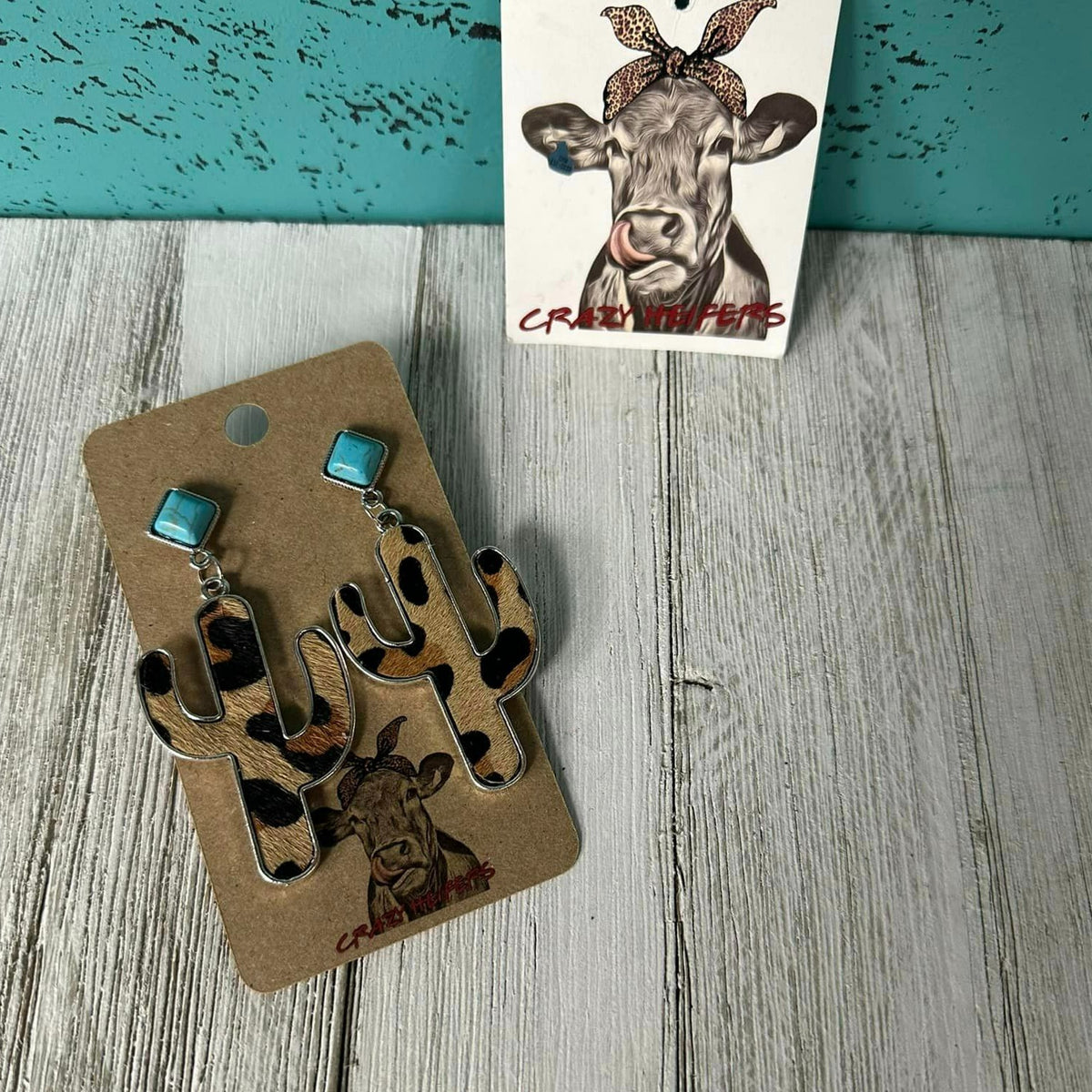 Metal Cactus Dangle Earrings