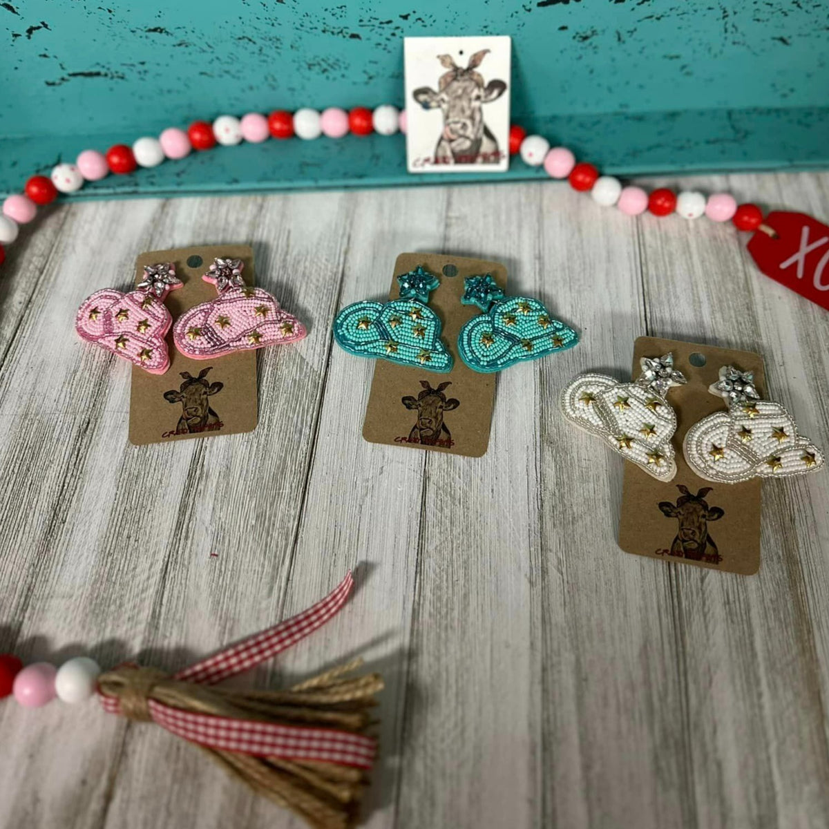 Hat Seed Bead Earrings