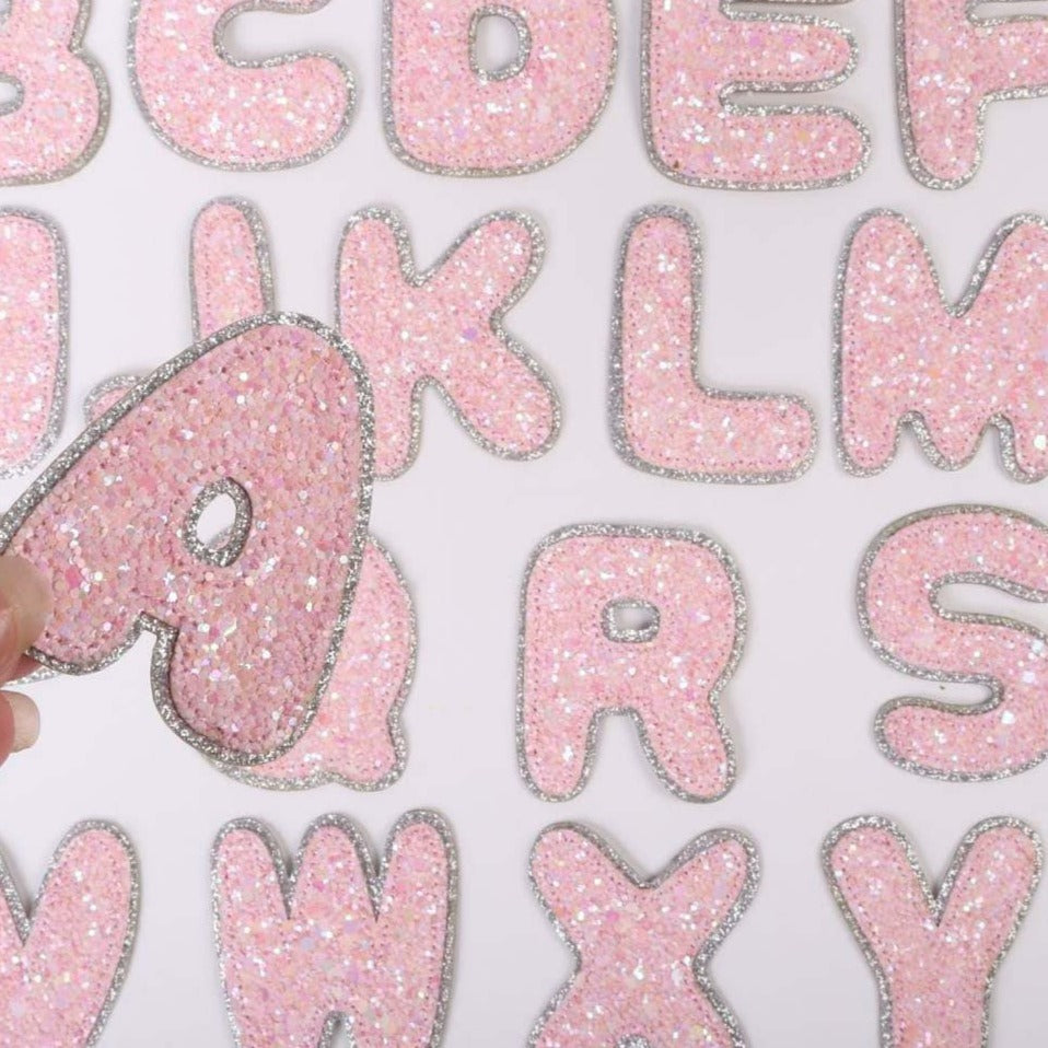 Glitter Bubble Letters-Stick On-Pink